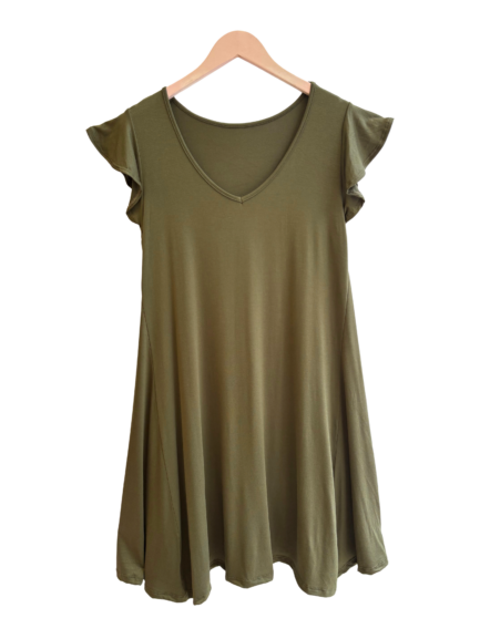 Vestido Liso Voladito (Cuello V)