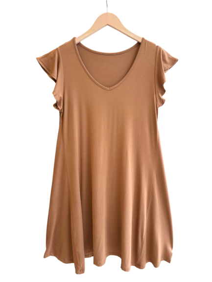 Vestido Liso Voladito (Cuello V)
